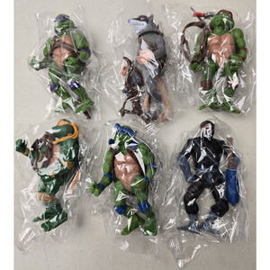 Turtle Action Figures Lot of 6 Cartoon Toys TMNT 4.8" Jointed Moveable
